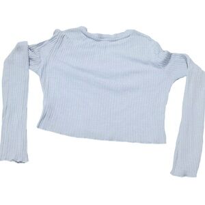 Light Blue Cropped Sweater Adult Medium SHEIN